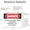 Signmission Elevator Equipment Room Authorized Personnel Danger Sign, Vinyl Decal, 7in W x 5in L, 2PK OS-2PACK-DS-D-57-L-2244 - alternate 2